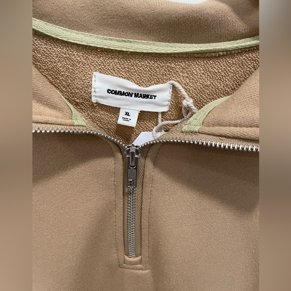 Men’s 1/4 Zipper Pullover Sweater Large Tan Front Pocket Collar Sweatshirt New - Picture 6 of 13